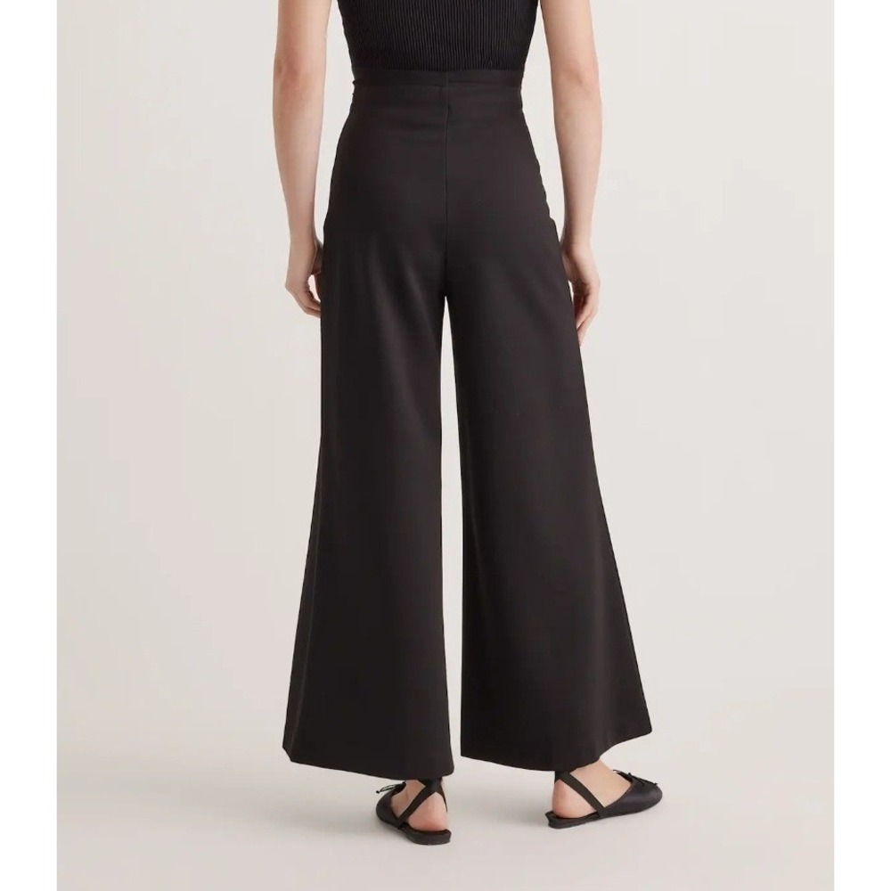 Quince Ultra Stretch Ponte Super Wide Leg Ankle Pant Black L Minimalist Comfort - Picture 2 of 8